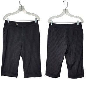 E by Eci Bermuda Cuff Hem Striped Denim Dress Pants Size 4 Color Gray/Blue